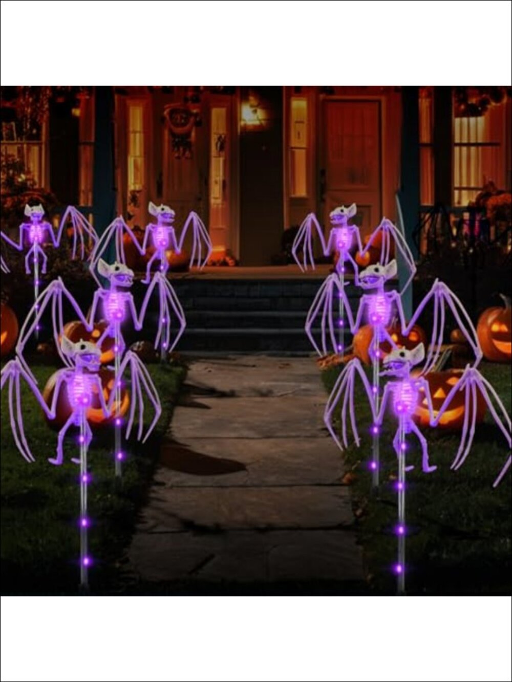 Solar Halloween Bat Garden Lights 3D Skeleton Outdoor Decor Set of 2